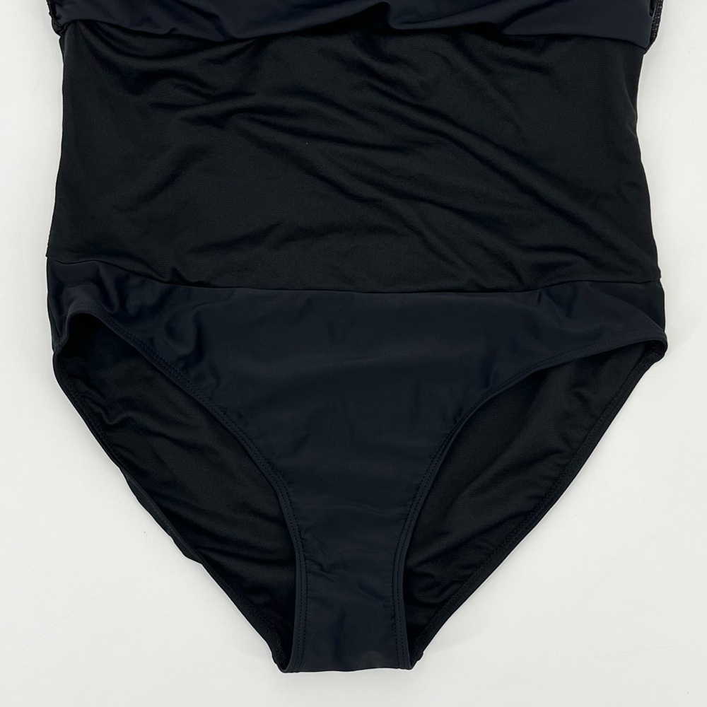 NWT Nicole Miller Black Bandeau Swim Dress w/Shirring Bathing Suit Swimsuit - Picture 8 of 14